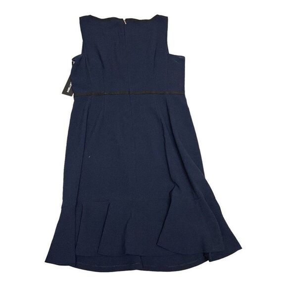 Karl Lagerfeld Dress Women’s 10 Navy Blue Lace Sleeveless Ruffle Sheath Office - Picture 9 of 13